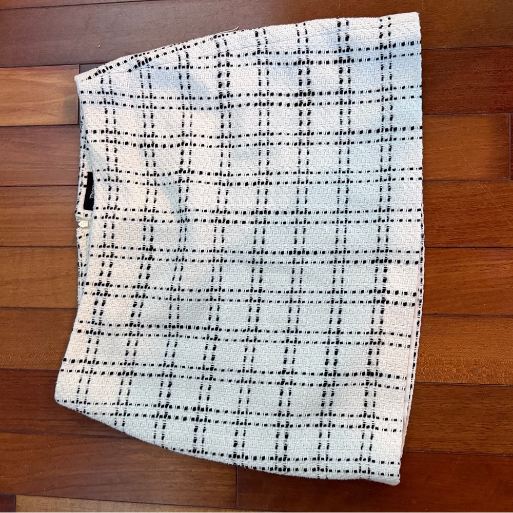 Theory Black and White Tweed Mini Skirt